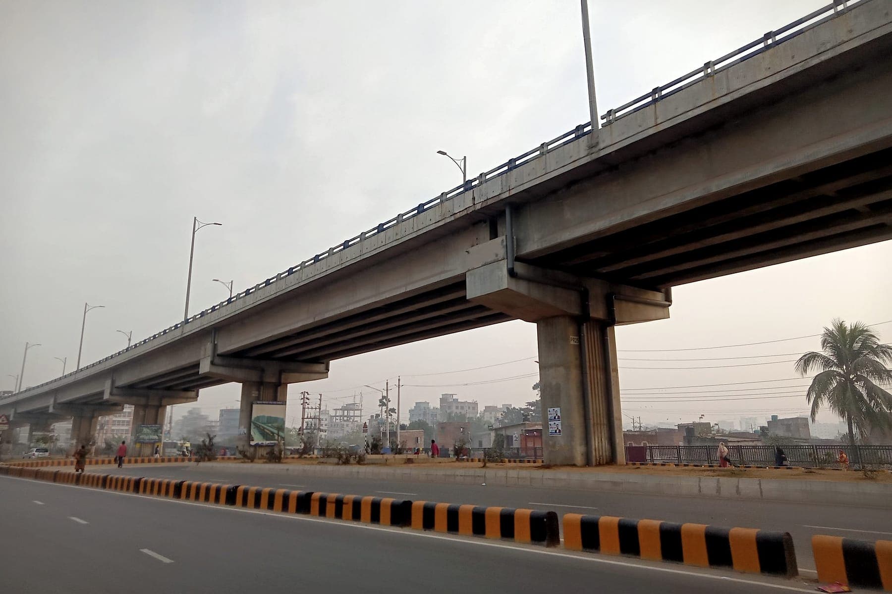A flyover and the roads beneath it in Dhaka