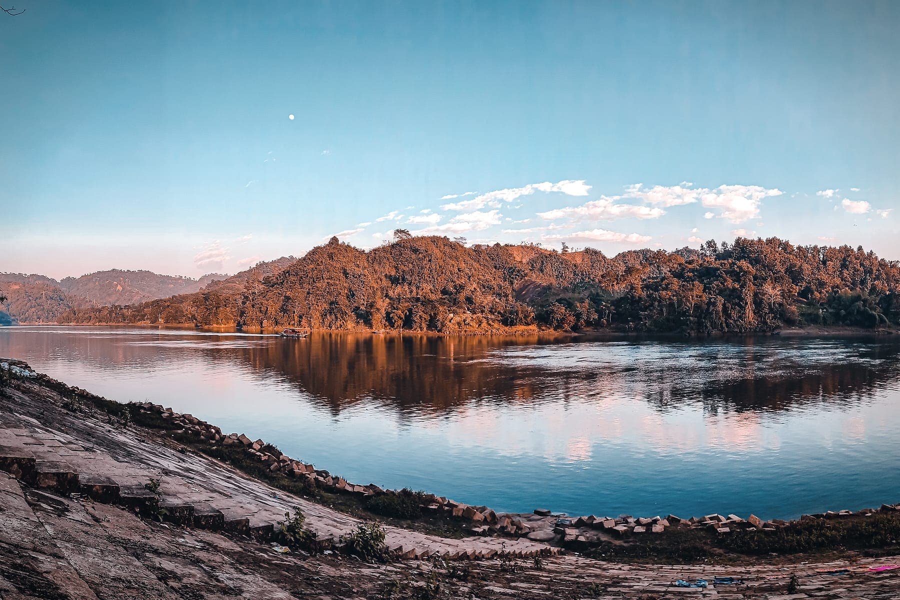 The Karnaphuli river at dusk in Chattogram