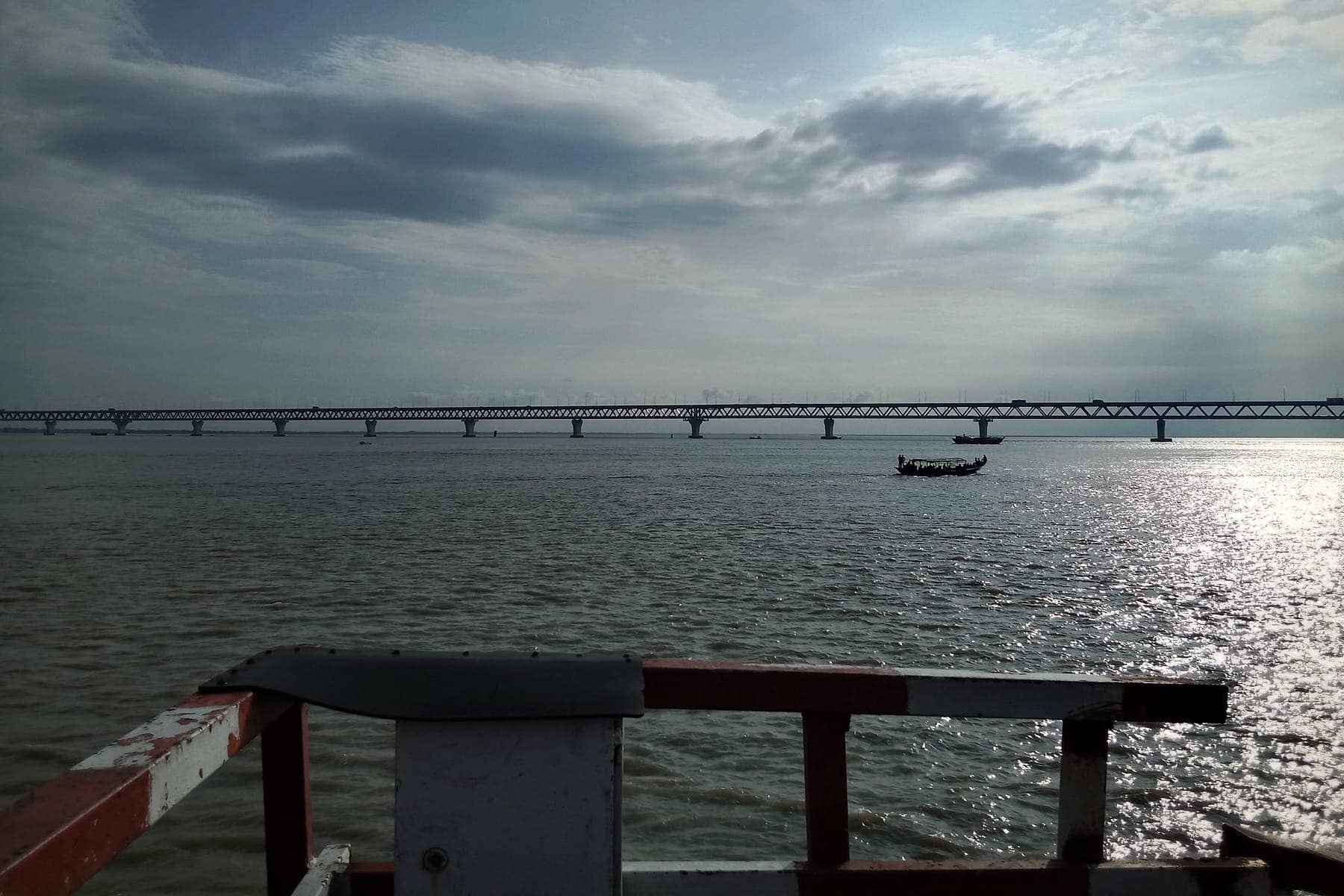 Bangladesh's Padma Bridge under a partly cloudy sky